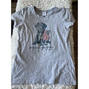 Dog Is Good Women’s Sz. S USA Flag Dog “ American Tradition” Tee. Cute, Fun